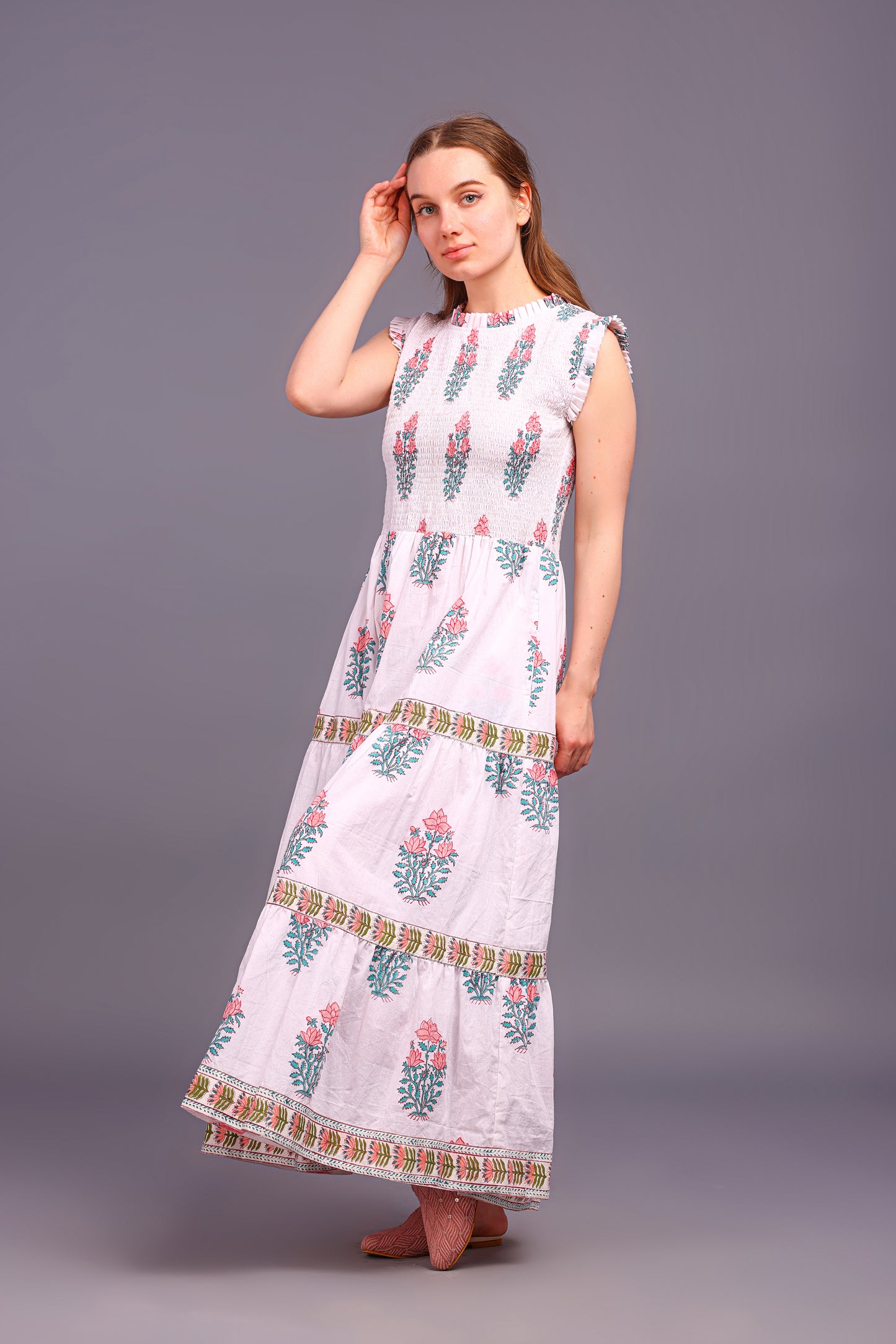 Hand Block Printed dress| Summer Dress| Cotton Dress| Floral print| Handmade| Made in India Block Print Dress| Cotton adjustable body dress (Copy)