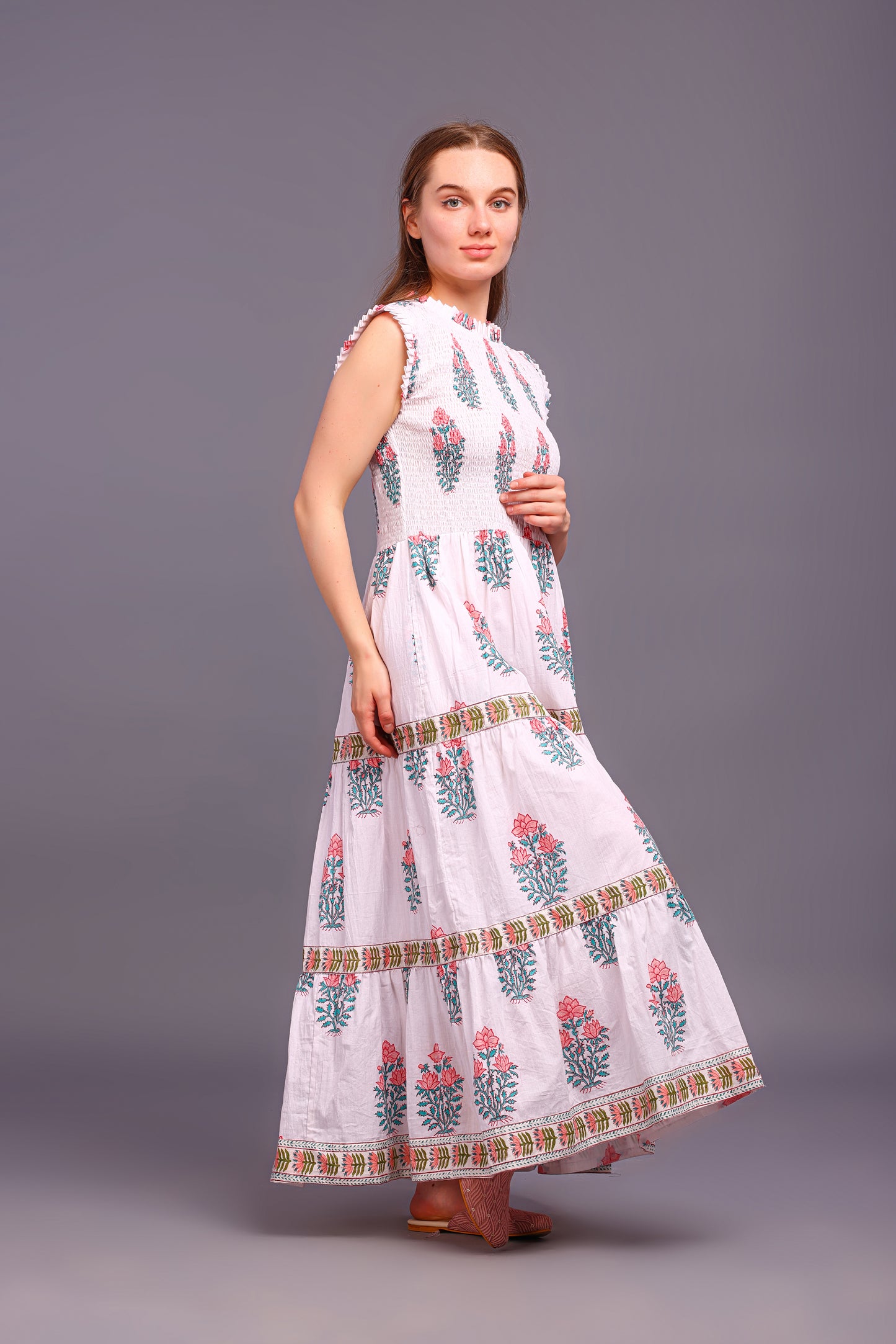 Hand Block Printed dress| Summer Dress| Cotton Dress| Floral print| Handmade| Made in India Block Print Dress| Cotton adjustable body dress (Copy)