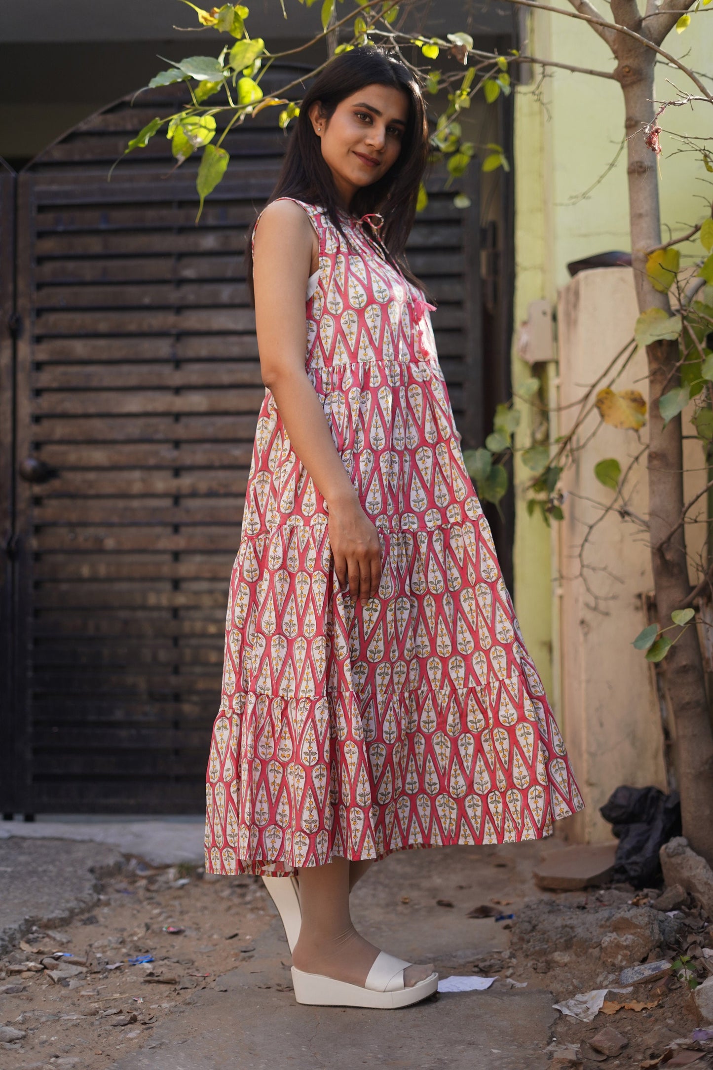 Handblock Print Cotton Dress, Women Cotton Summer Dress, Block Print Dress, Cotton Tier Dress, Printed Cotton dress