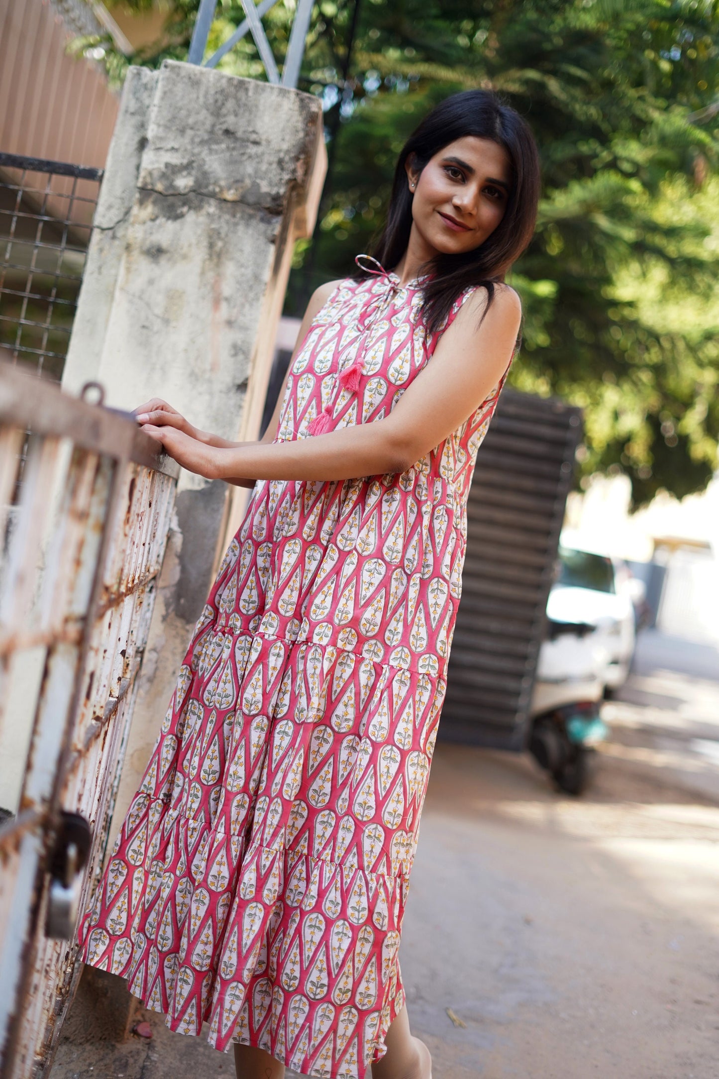 Handblock Print Cotton Dress, Women Cotton Summer Dress, Block Print Dress, Cotton Tier Dress, Printed Cotton dress