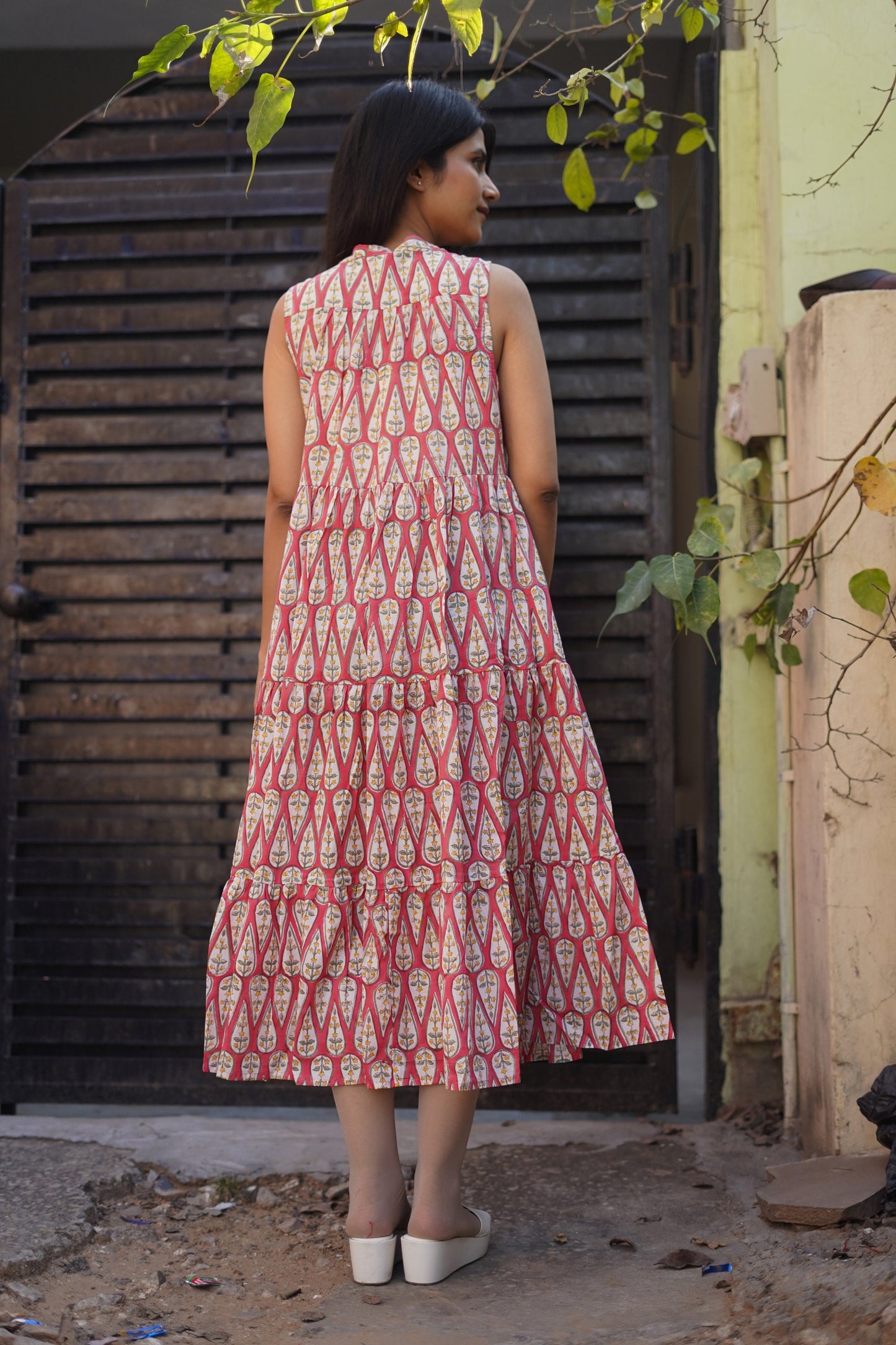 Handblock Print Cotton Dress, Women Cotton Summer Dress, Block Print Dress, Cotton Tier Dress, Printed Cotton dress