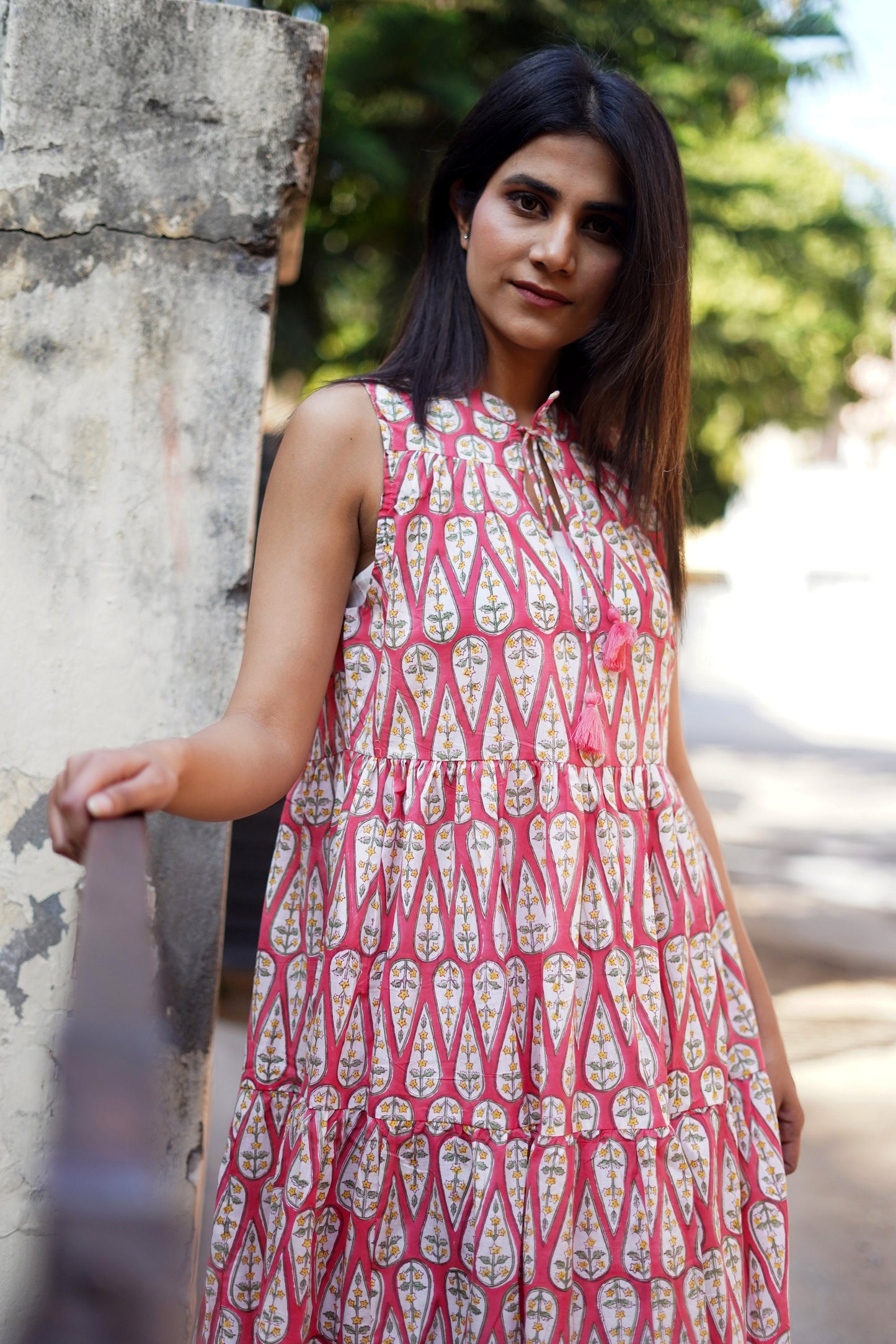 Handblock Print Cotton Dress, Women Cotton Summer Dress, Block Print Dress, Cotton Tier Dress, Printed Cotton dress