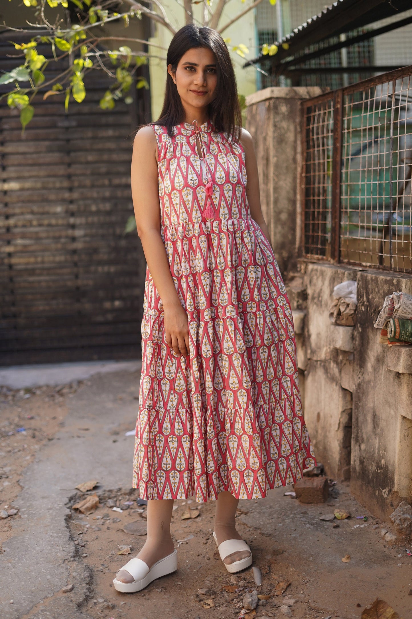Handblock Print Cotton Dress, Women Cotton Summer Dress, Block Print Dress, Cotton Tier Dress, Printed Cotton dress