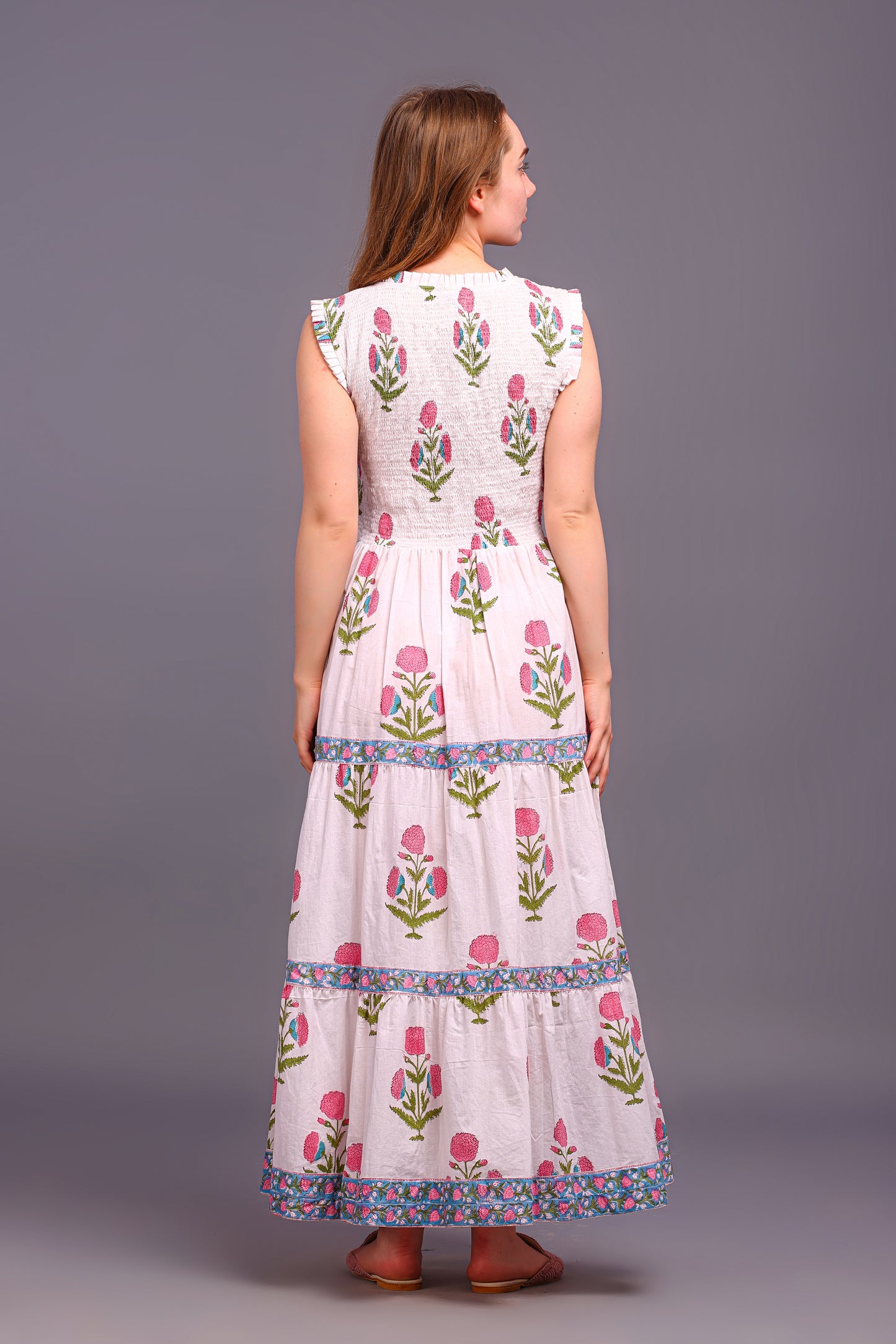 Hand Block Printed dress| Summer Dress| Cotton Dress| Floral print| Handmade| Made in India Block Print Dress| Cotton adjustable body dress