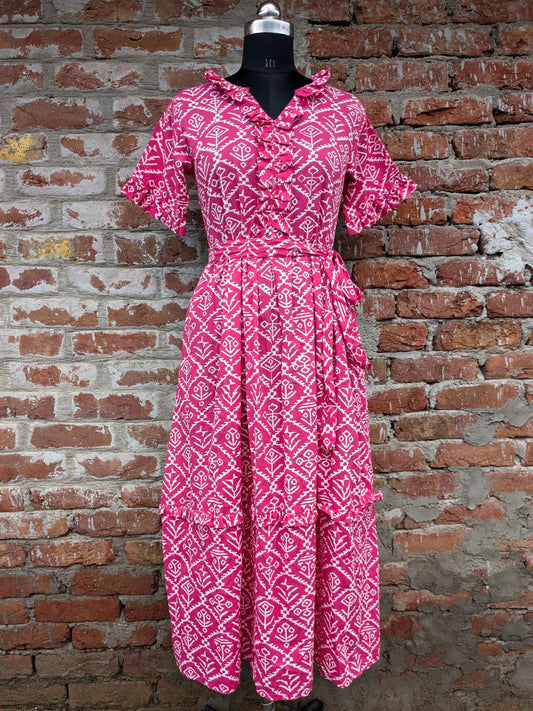 Hand Block Printed dress| Summer Dress| Cotton Dress| Floral print| Handmade| Made in India Block Print Dress, Printed Dress